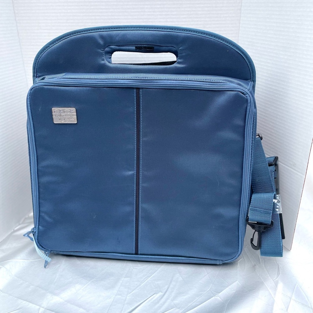 Crop In Syle Large Blue Zippered Scrapbook Paper Pocket Craft Case 16" X 14"